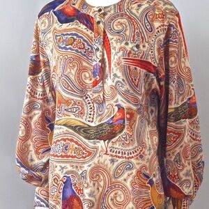 Vintage Escada Multicolor Paisley Silk Blouse Size EU 40 pre-owned.